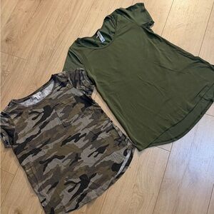 2-Pack Women’s Basic Tee Shirts Olive Green & Camo women’s small